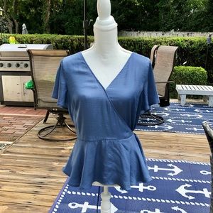 LOFT steel blue top Large